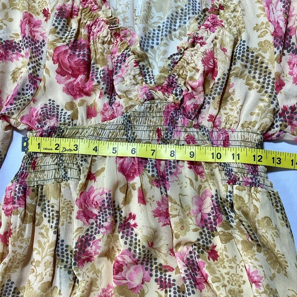 Free People Lena Printed Ethereal Billowy Ruffles Midi Dress